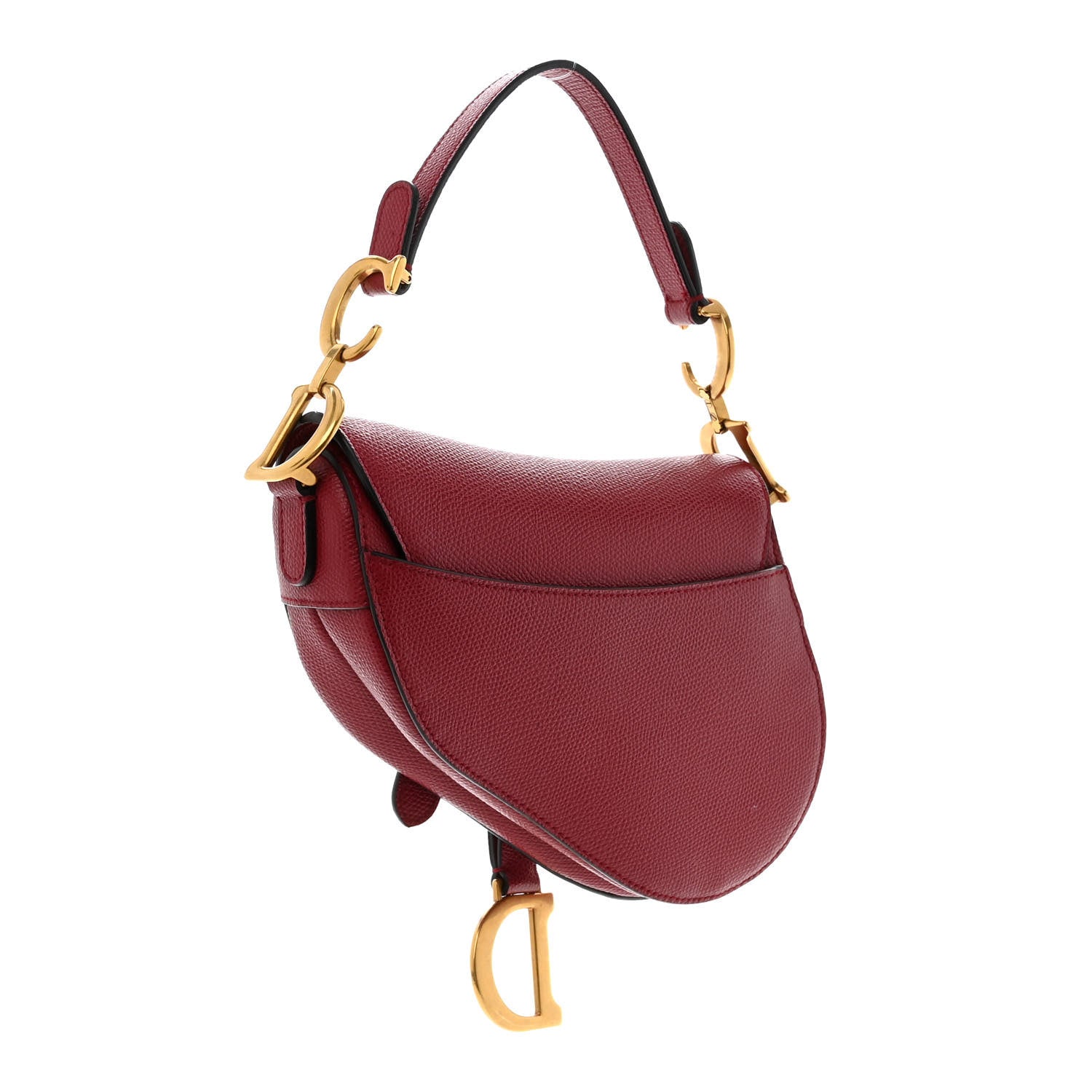 Christian Dior Grained Calfskin Mini Saddle Bag Red 3 of 11
