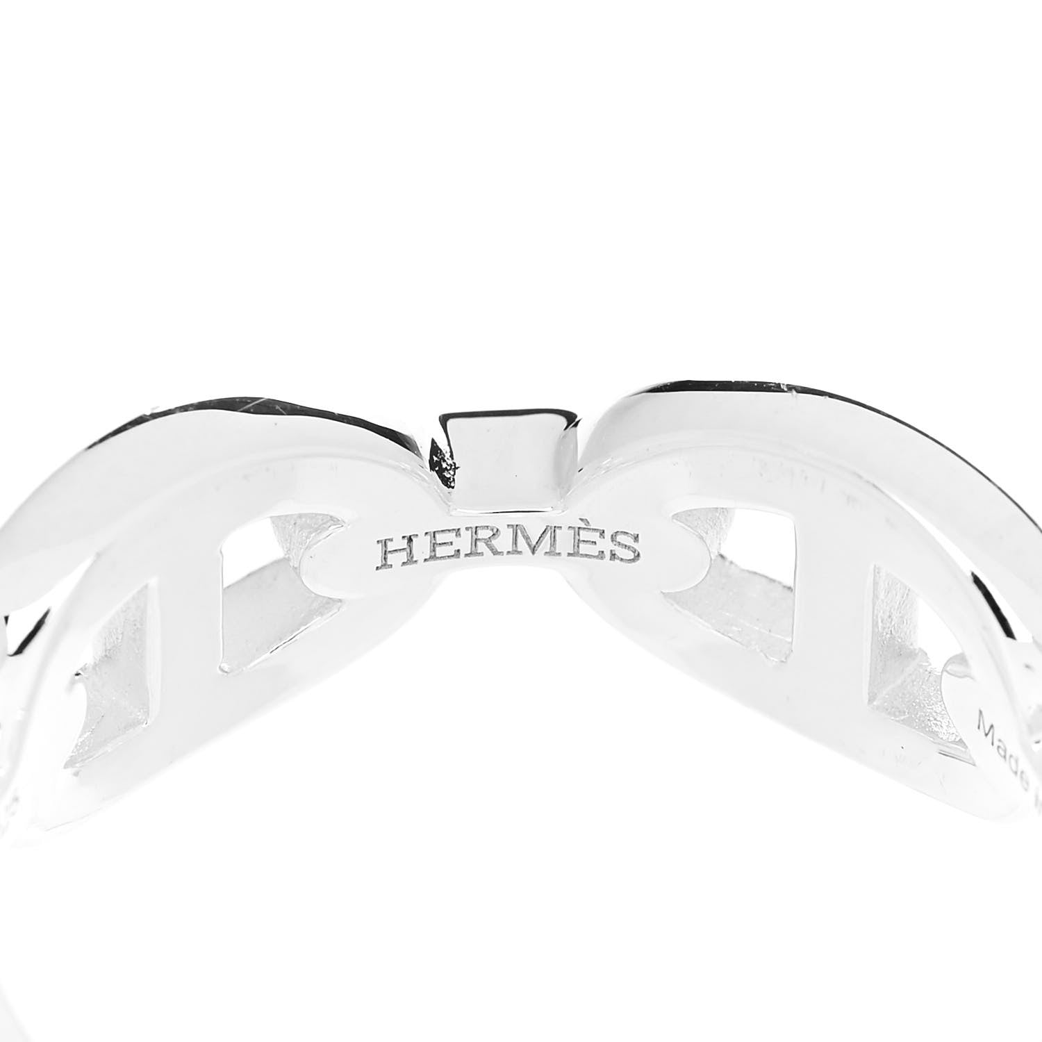 Hermes Sterling Silver PM Chaine d'Ancre Enchainee Band Ring 56 7.5 4 of 9