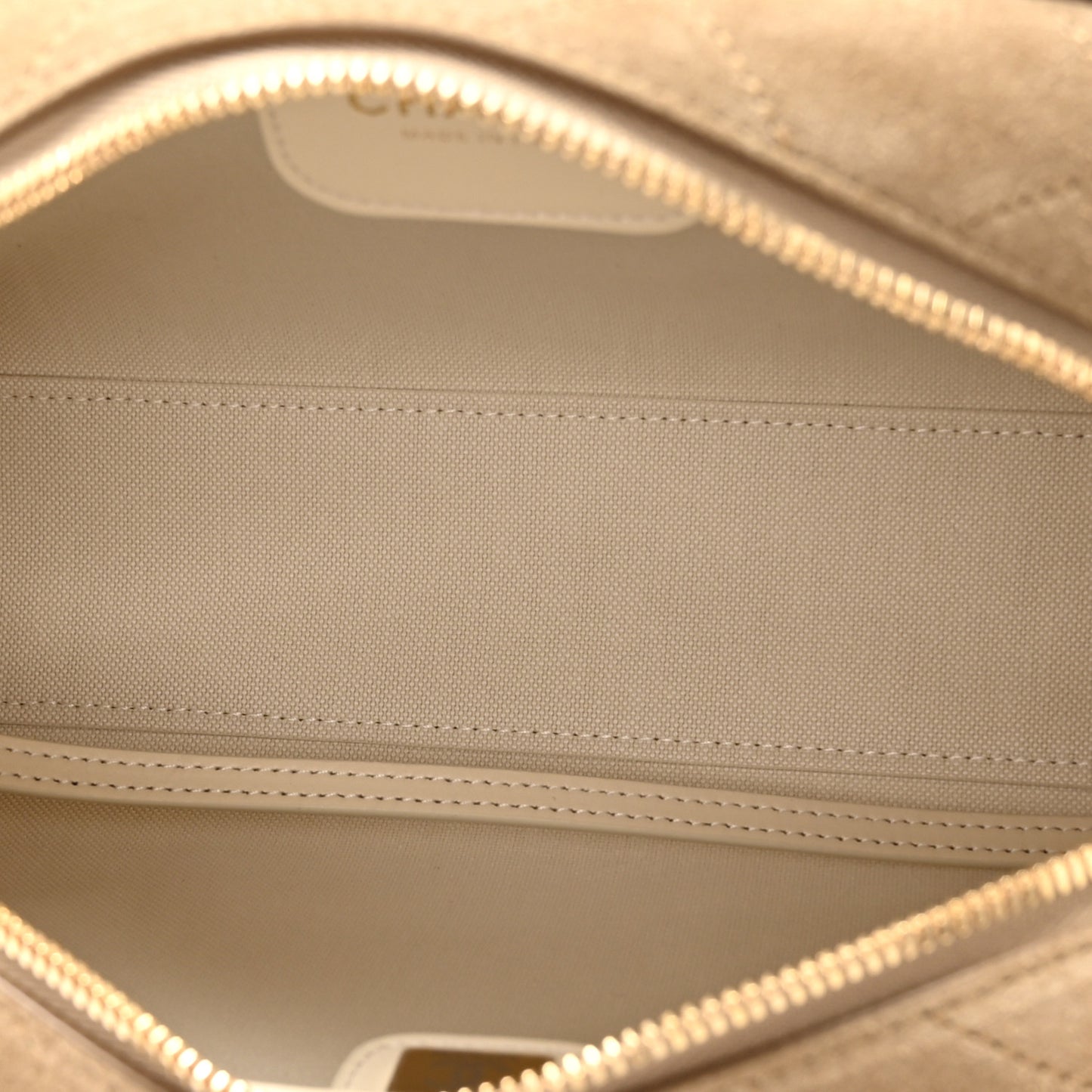 Suede Calfskin Large Perfect Bowling Bag Dark Beige