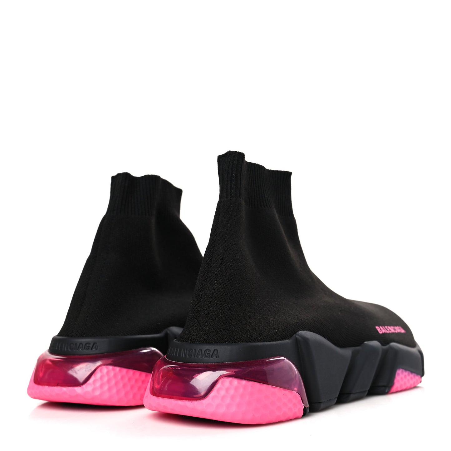Neoprene Knit Womens Speed Clear Sole Sneakers 39 Black Pink Fluo