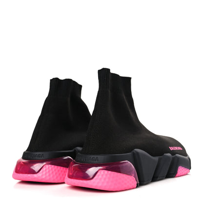 Balenciaga Neoprene Knit Womens Speed Clear Sole Sneakers 39 Black Pink Fluo 4 of 7