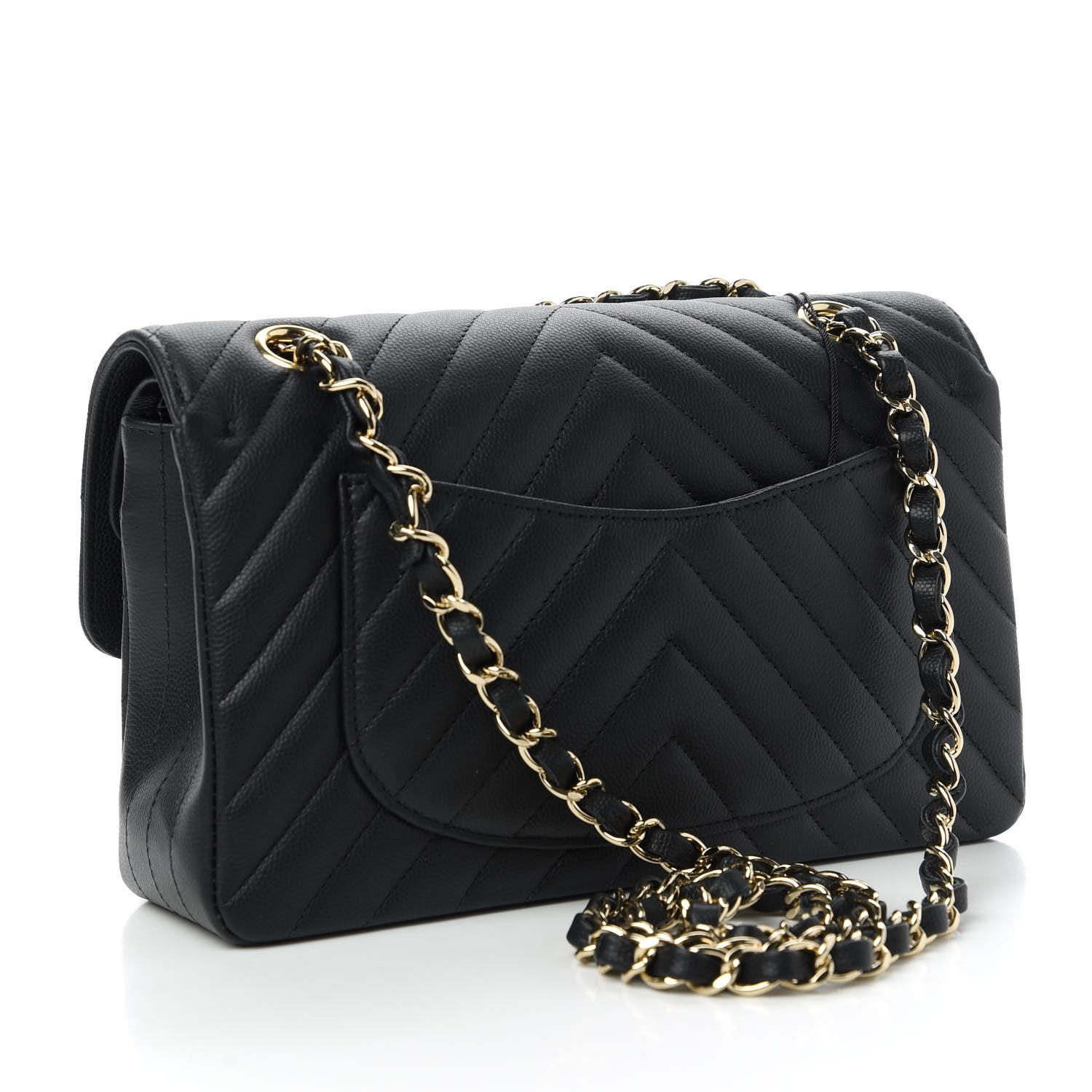 Chanel Caviar Chevron Quilted Small Double Flap Black 3 of 10