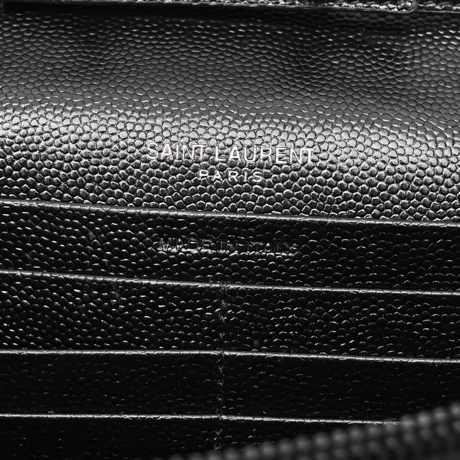 Saint Laurent Grain De Poudre Matelasse Chevron Monogram Monochrome Chain Wallet Black 6 of 9