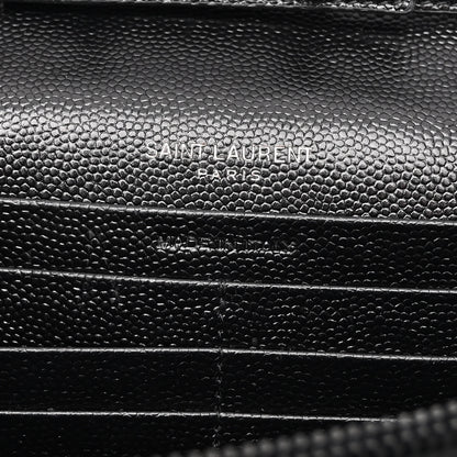 Saint Laurent Grain De Poudre Matelasse Chevron Monogram Monochrome Chain Wallet Black 6 of 9