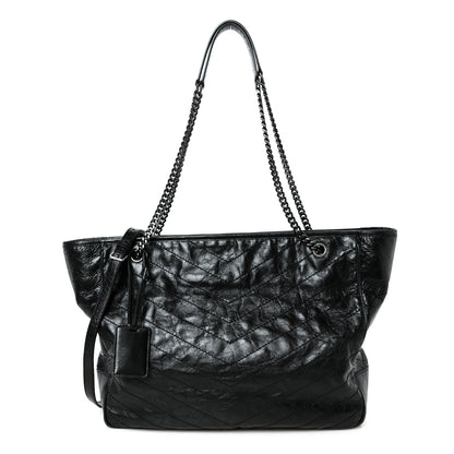Saint Laurent Crinkled Calfskin Matelasse Monogram Large Niki Shopping Tote Bag Black 1 of 11