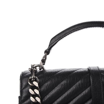 Saint Laurent Sheepskin Matelasse Chevron Monogram Medium College Bag Black 13 of 16