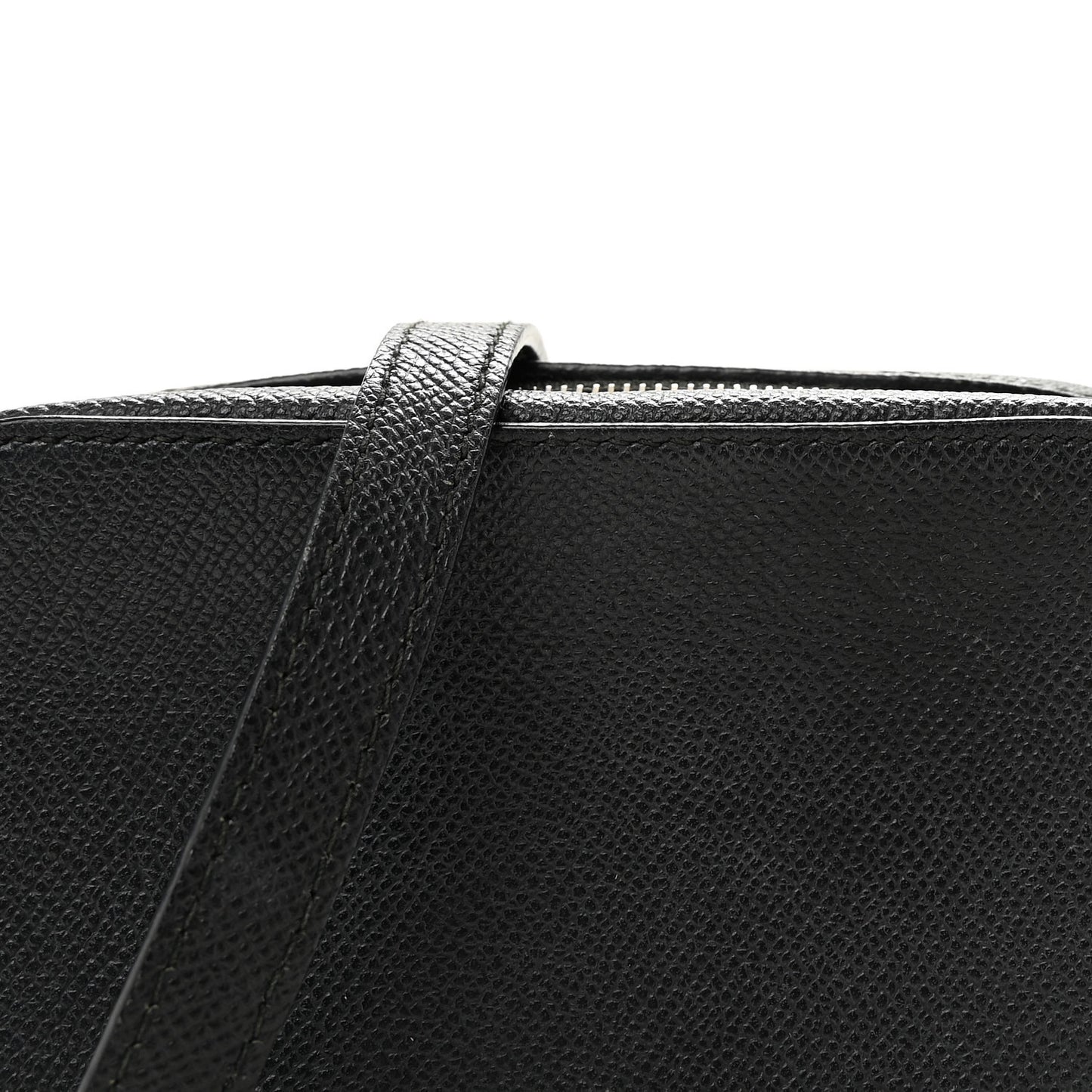 Signature Grained Calfskin Logo XS Ville Camera Bag Black White