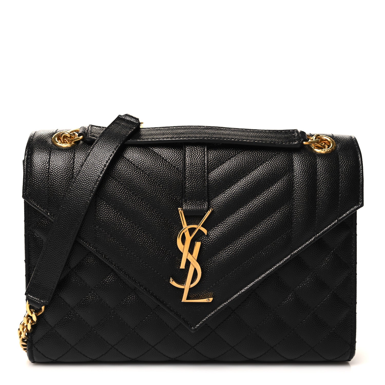 Saint Laurent Grain De Poudre Textured Mixed Matelasse Triquilt Medium Monogram Satchel Black 1 of 9