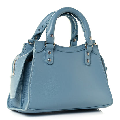Balenciaga Grained Calfskin Neo Classic Silver Hardware Mini City Blue Grey 3 of 12