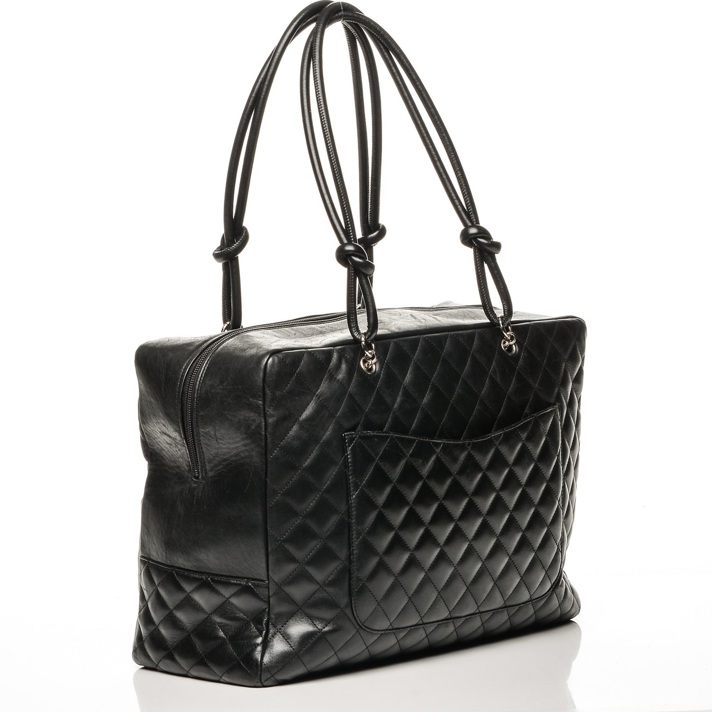 Calfskin Quilted Large Cambon Bag Black