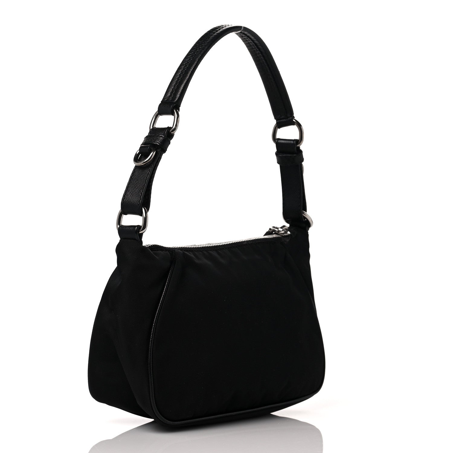 Prada Tessuto Nylon Saffiano Pochette Black 2 of 9