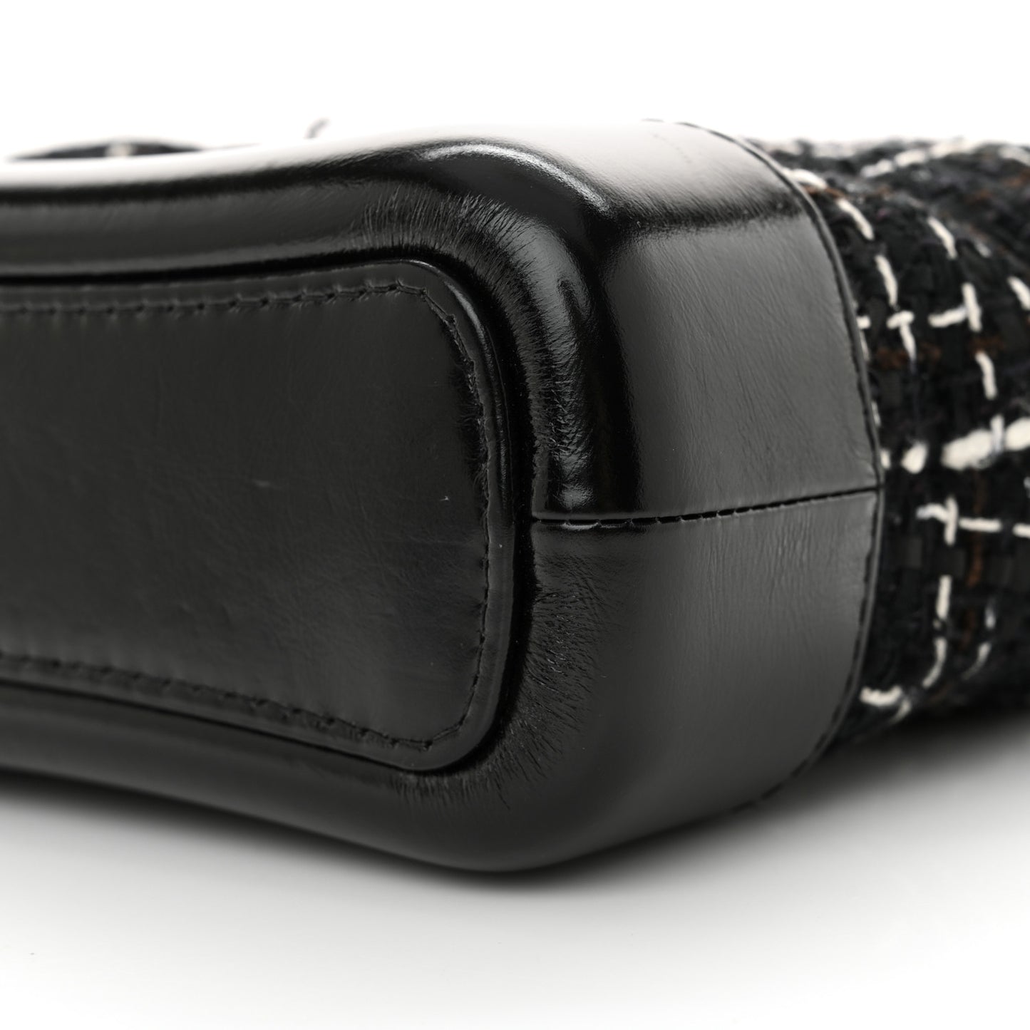Tweed Calfskin Small Gabrielle Hobo Black White