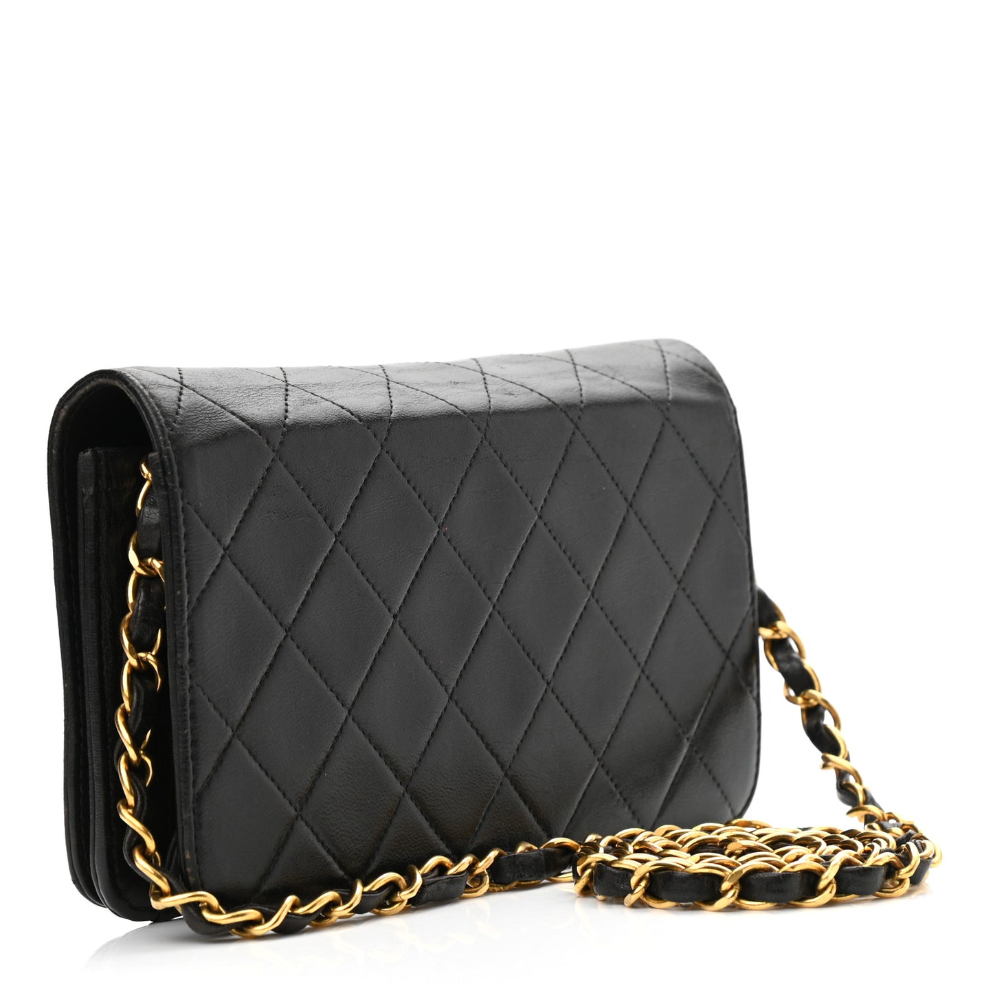 Lambskin Quilted Small Single Flap Black