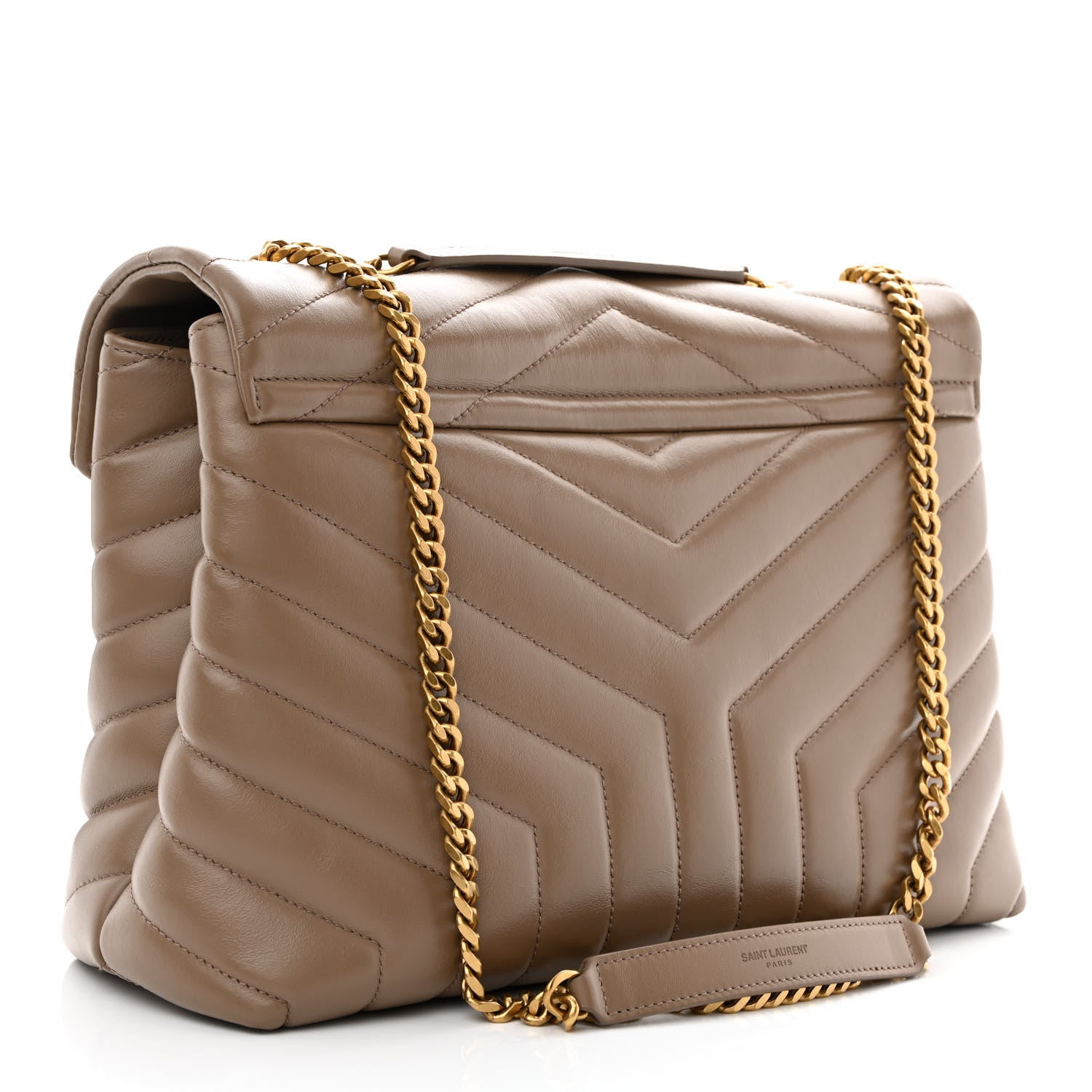 Saint Laurent Calfskin Y Quilted Monogram Medium Loulou Chain Satchel Taupe 3 of 11