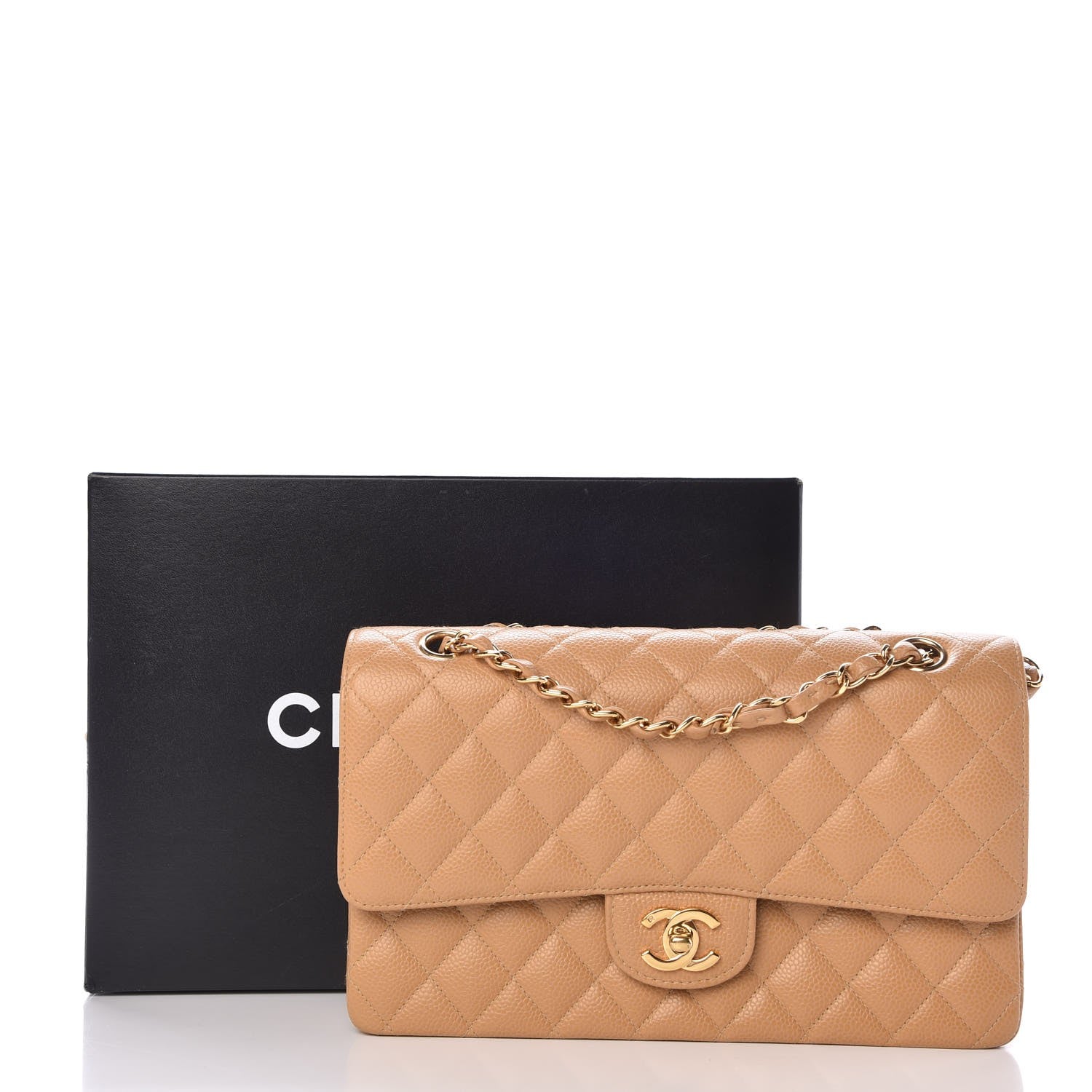 Chanel Caviar Quilted Medium Double Flap Beige 10 of 10