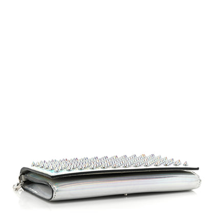 Christian Louboutin Metallic Patent Calfskin Spikes Boudoir Chain Wallet Silver 4 of 18
