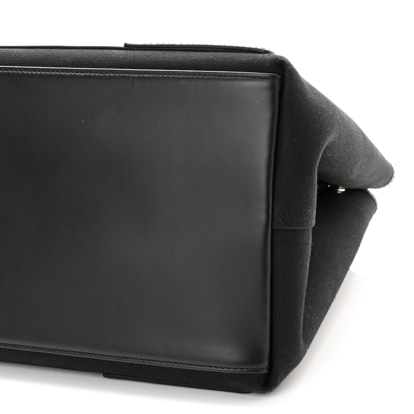 Cotton Canvas Calfskin S Navy Cabas Black