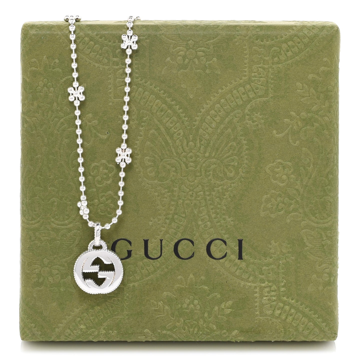 Sterling Silver Interlocking G Beaded Cluster Pendant Necklace