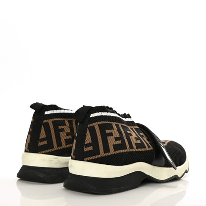 Fendi Stretch Yarn FF Stiff Band Rockoko Sneakers 37.5 Black White Tobacco 4 of 9