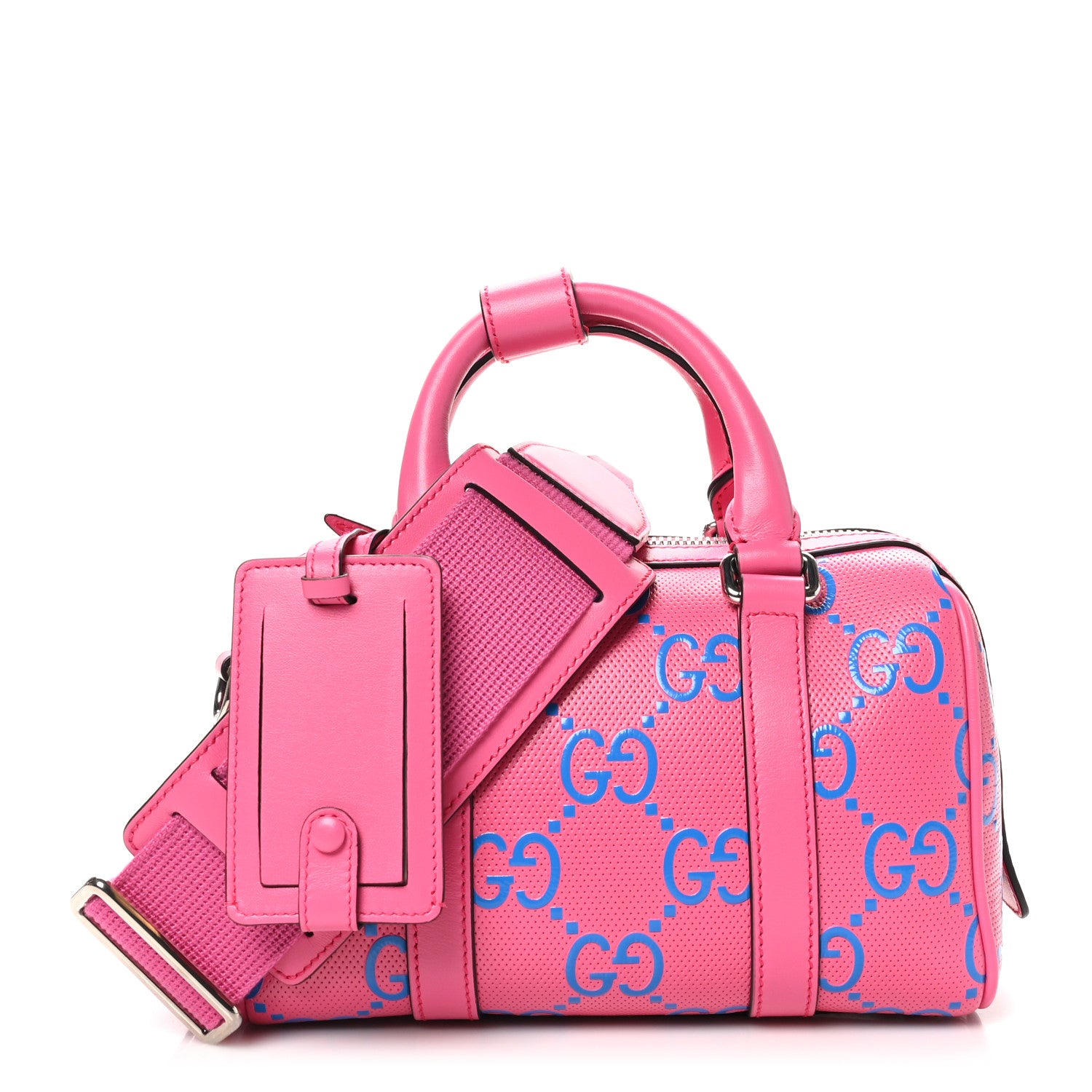 Gucci Calfskin GG Tennis Bi-Color Embossed Mini Duffle Bag Modern Fucsia Modern Blue 1 of 10