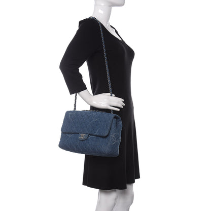 Chanel Denim Quilted Jumbo CC In Denim Single Flap Blue 2 of 11