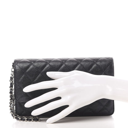 Chanel Iridescent Caviar Quilted Classic Pouch Clutch Black 2 of 11