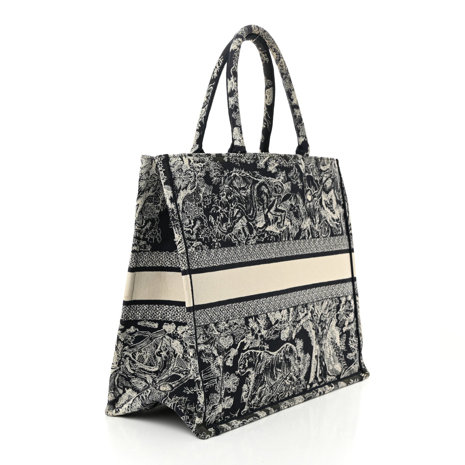 Christian Dior Canvas Embroidered Large Dioriviera Toile De Jouy Reverse Book Tote Blue 3 of 13