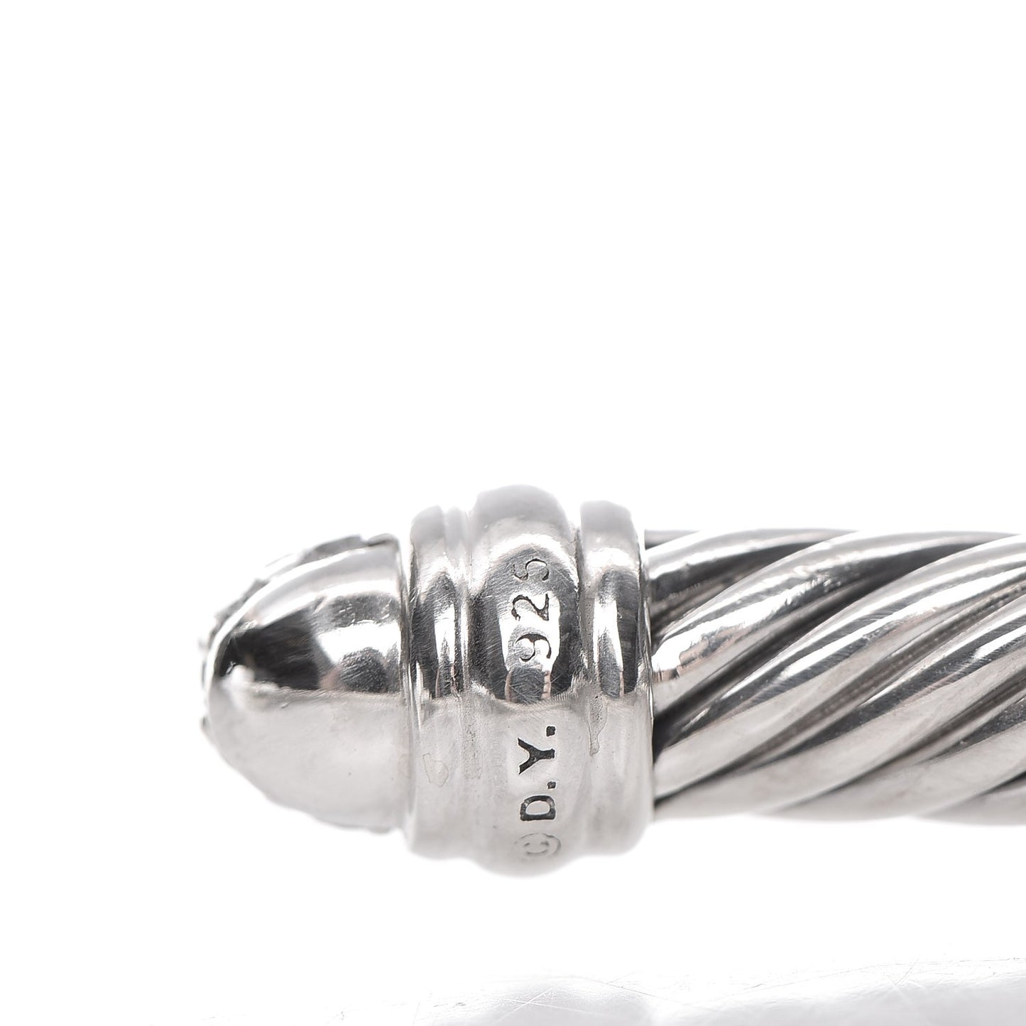 Sterling Silver Pave Diamond 5mm Cable Classics Bracelet