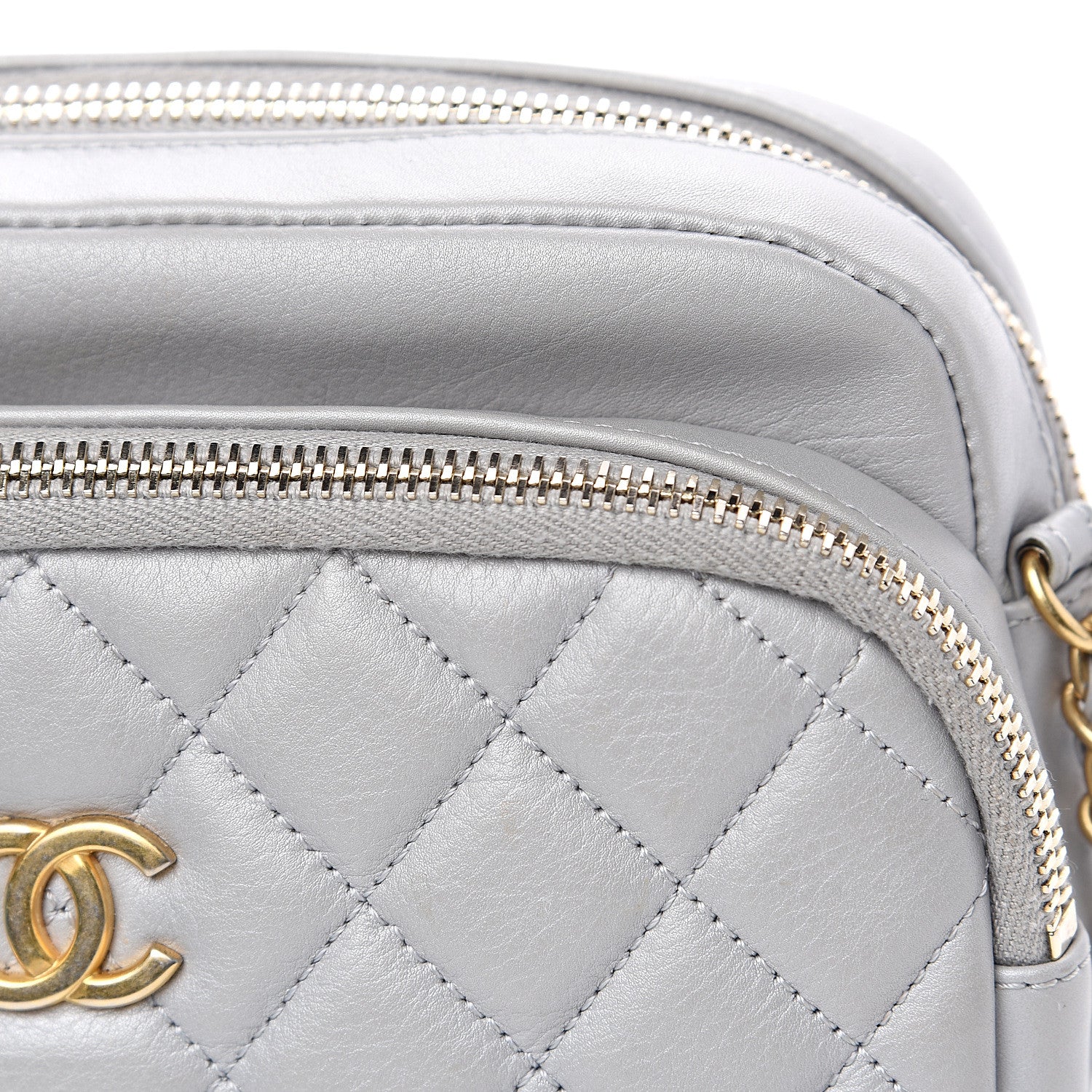 Chanel Iridescent Calfskin Quilted Day Trips Camera Case Light Grey 8 of 11