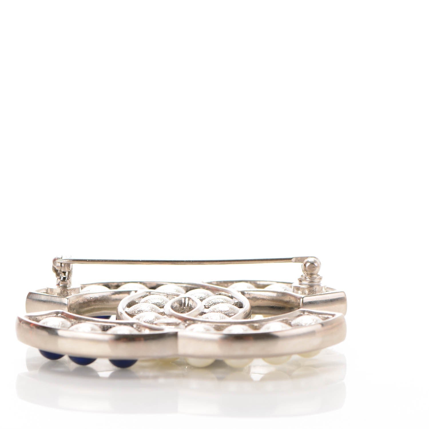 Chanel Pearl CC Brooch Navy White 3 of 5