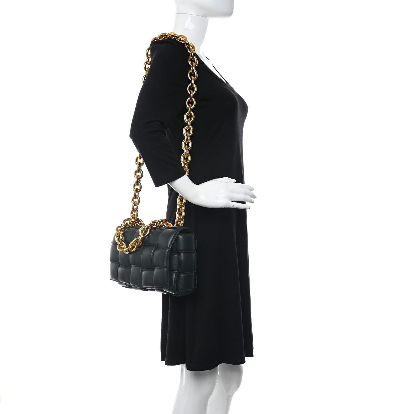 Lambskin Maxi Intreccio Padded Chain Cassette Crossbody Bag Inkwell