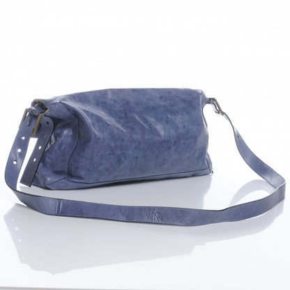 Fendi Goatskin Whipstitch Large Convertible Baguette Blue 3 of 9
