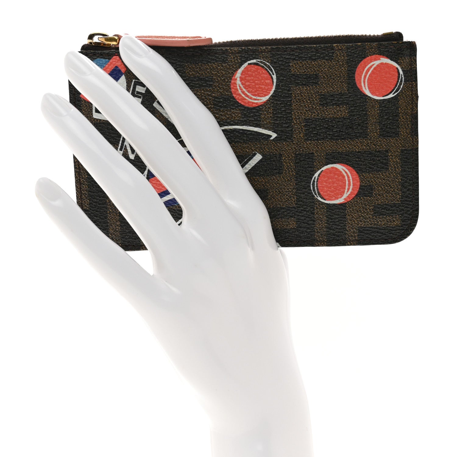 Fendi Zucca Spalmati Umbrella Print Coin Pouch Key Case Tobacco 2 of 9