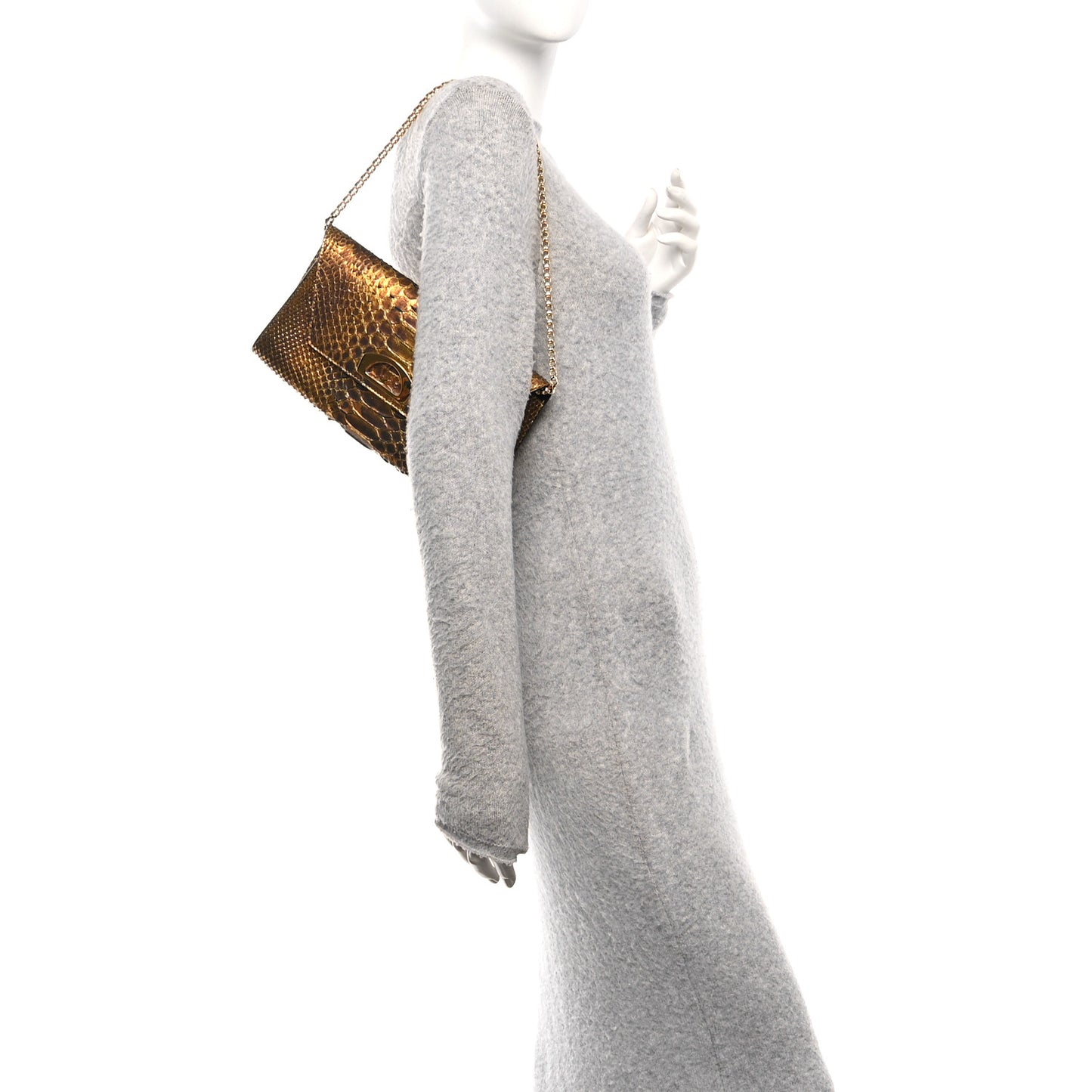 Snakeskin Riviera Clutch Gold