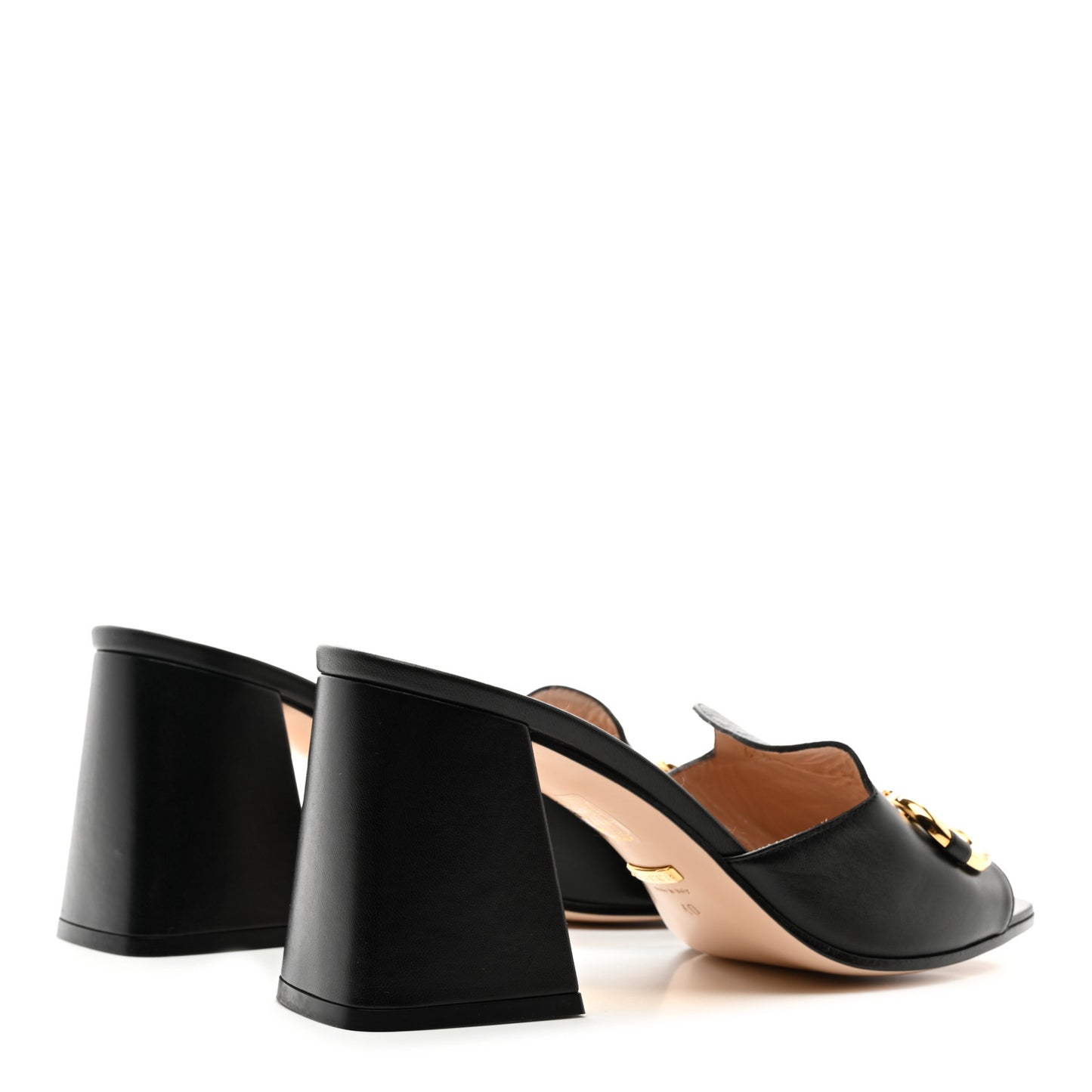 Nappa Horsebit 75mm Slide Sandals 40 Black