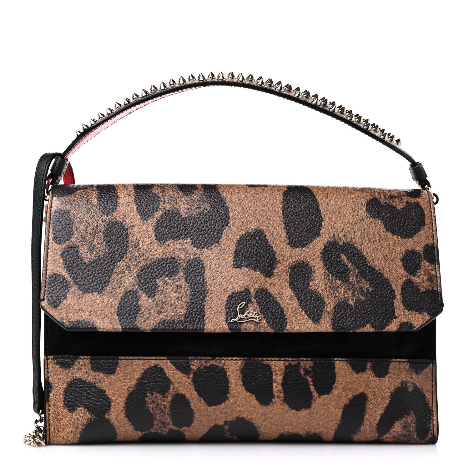 Christian Louboutin Calfskin Leopard Print Loubiblues Paris Clutch Bag Brown 1 of 13
