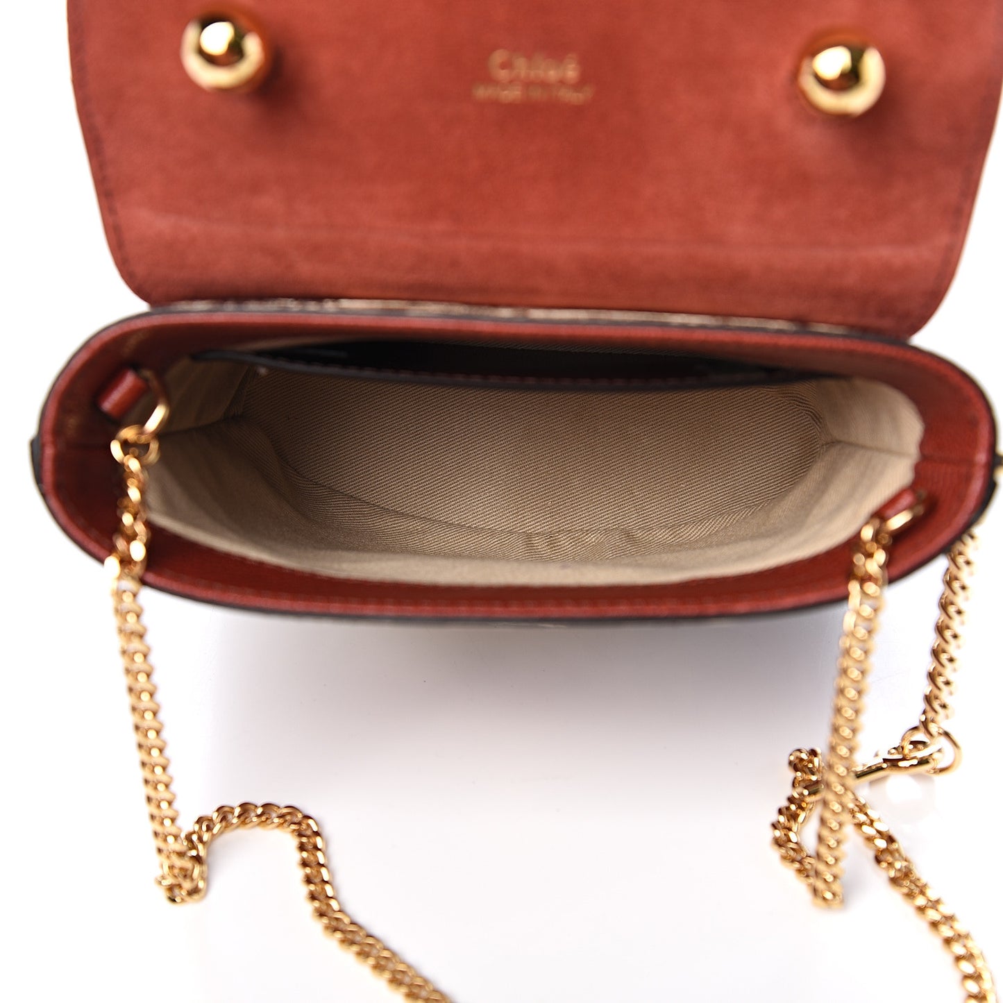 Calfskin Lizard Embossed Small Aby Lock Sepia Brown