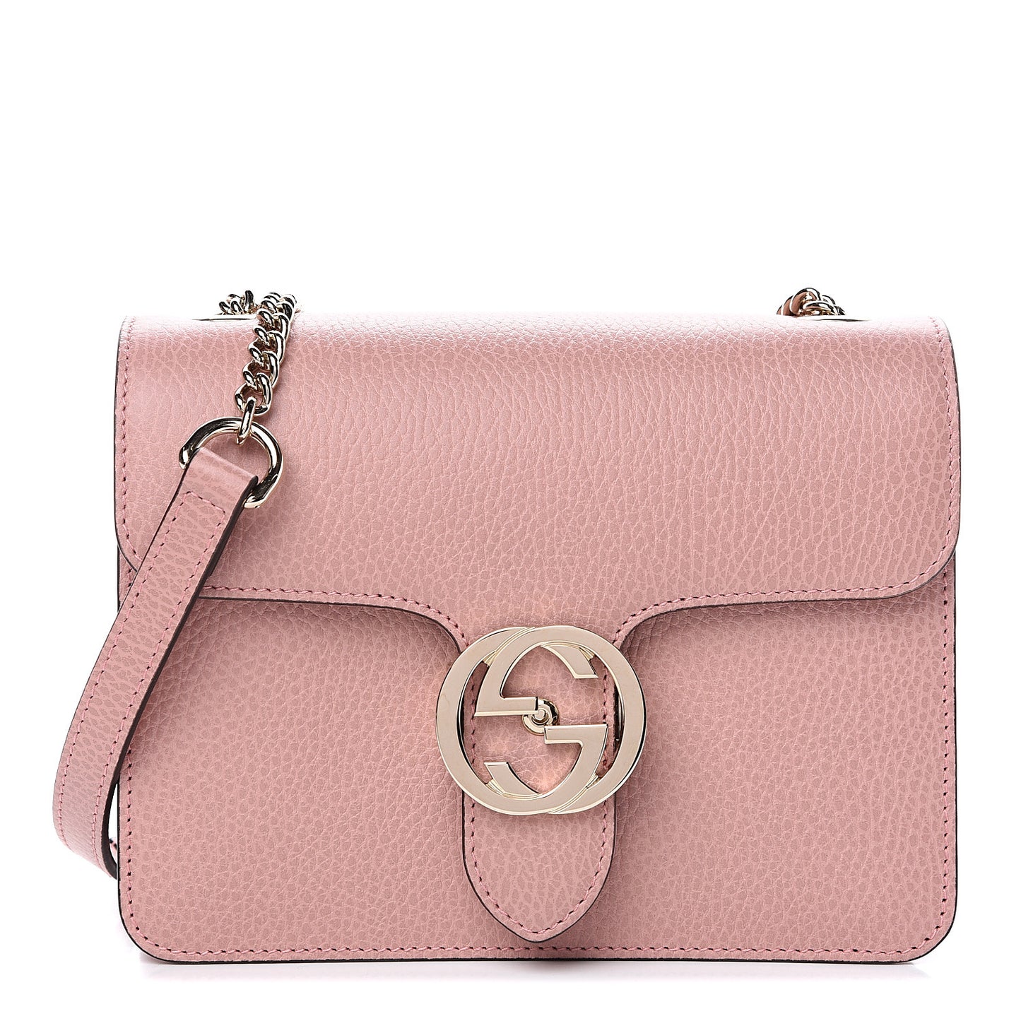 Dollar Calfskin Small Interlocking G Shoulder Bag Soft Pink