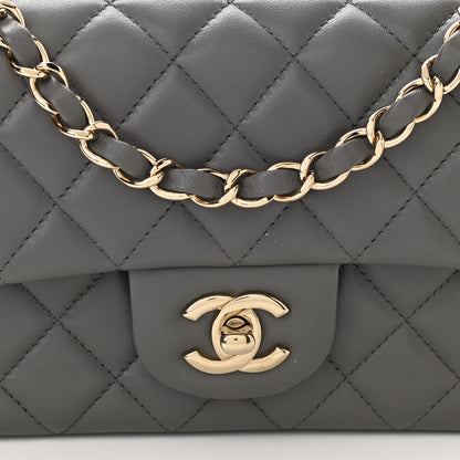 Chanel Lambskin Quilted Mini Rectangular Flap Dark Grey 8 of 10