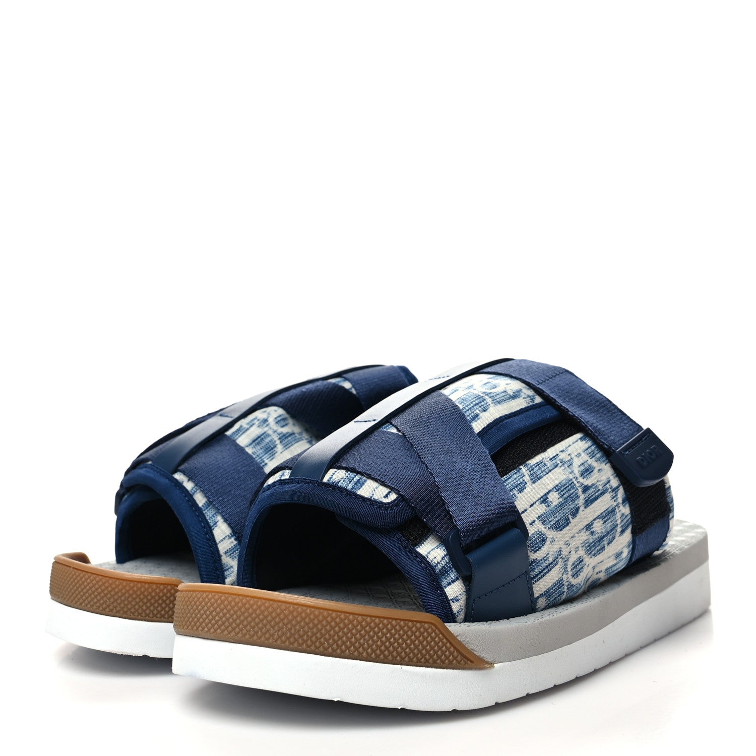 Christian Dior Oblique Jacquard Mens Alpha Sandals 41 Blue Denim 3 of 9