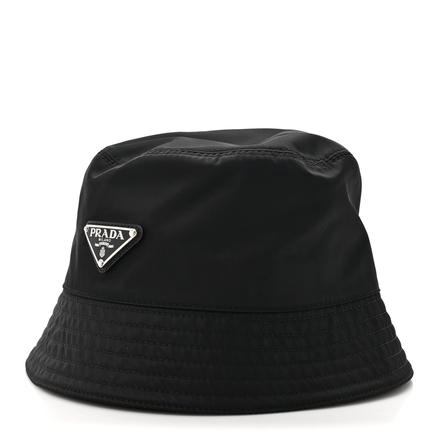Re-Nylon Metal Triangle Logo Mens Bucket Hat L Black