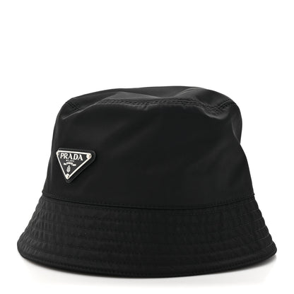 Prada Re-Nylon Metal Triangle Logo Mens Bucket Hat L Black 1 of 8