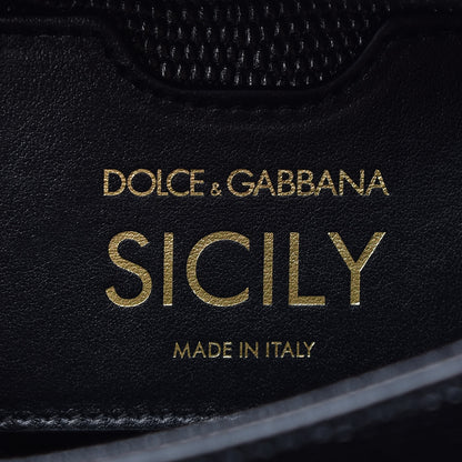 Dolce & Gabbana Calfskin Iguana Embossed Studded Medium Fashion Sinner Patch Miss Sicily Satchel Black 8 of 10