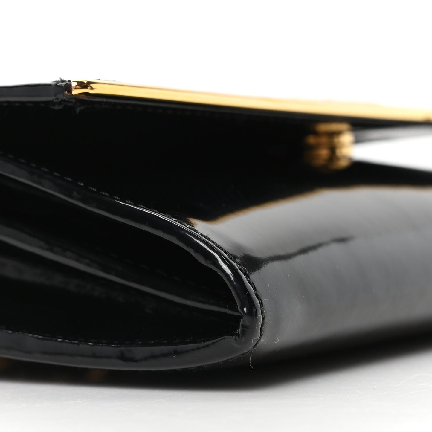 Vernice Metal Bar Chain Wallet Black