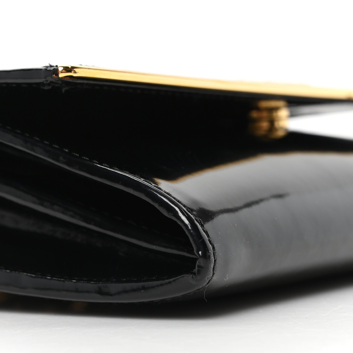 Prada Vernice Metal Bar Chain Wallet Black 8 of 9