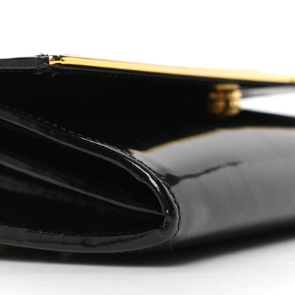 Prada Vernice Metal Bar Chain Wallet Black 8 of 9