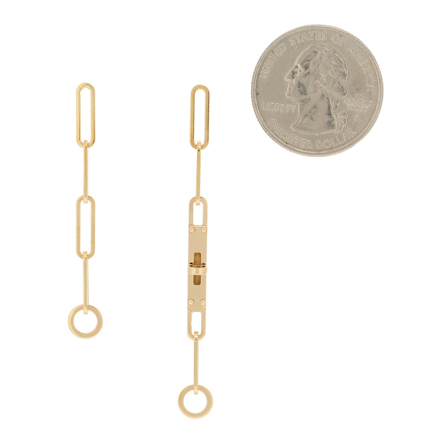 Hermes 18K Yellow Gold TPM Kelly Chaine Earrings 2 of 5