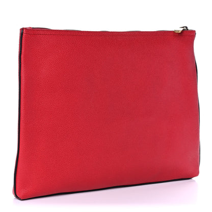 Gucci Pebbled Calfskin Medium Logo Portfolio Clutch Hibiscus Red 3 of 13