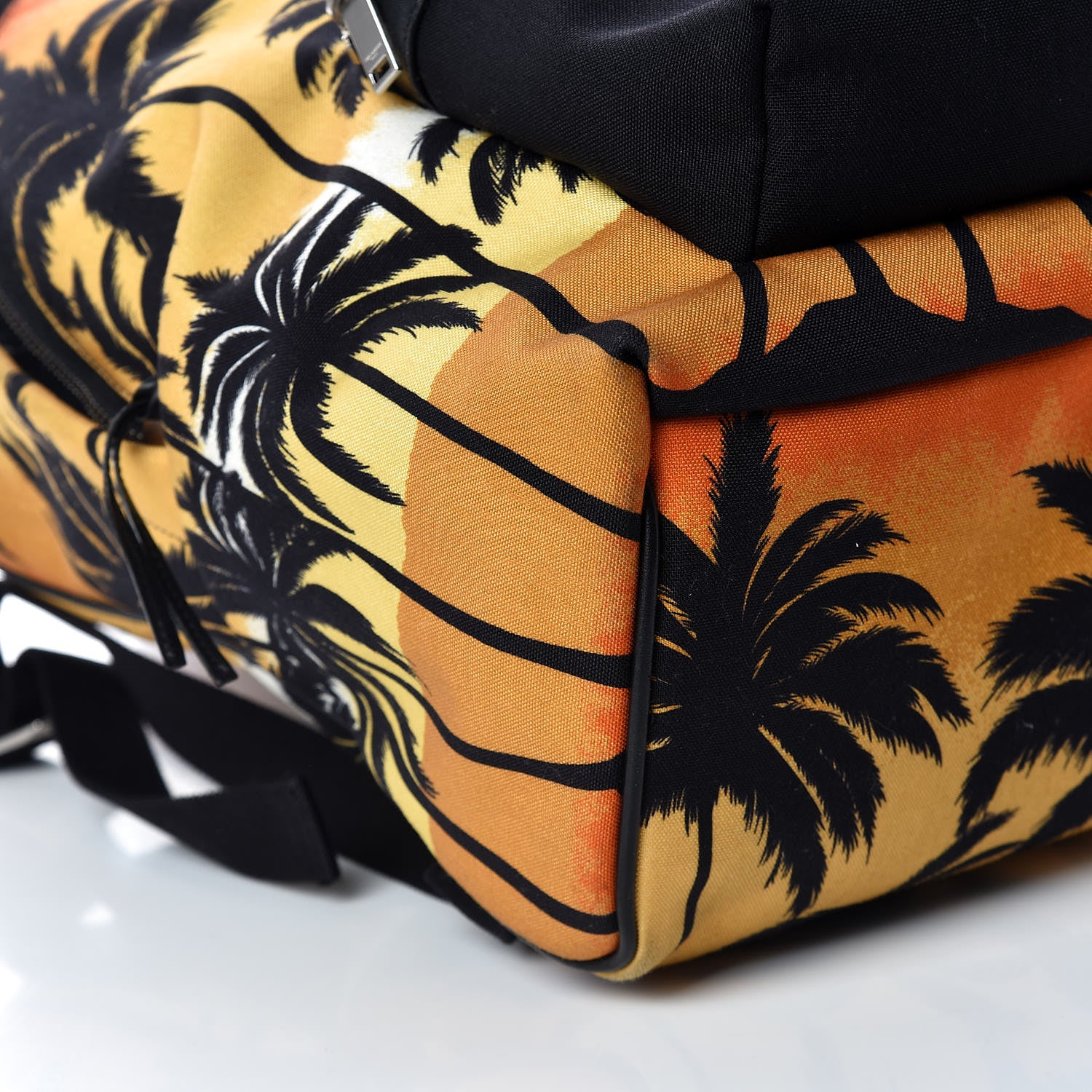 Saint Laurent Nylon Palm Tree Sunset Print Hunting Backpack Red Yellow Black 5 of 14