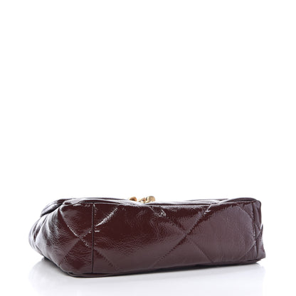 Chanel Shiny Crumpled Calfskin Quilted Medium Chanel 19 Flap Burgundy 4 of 12